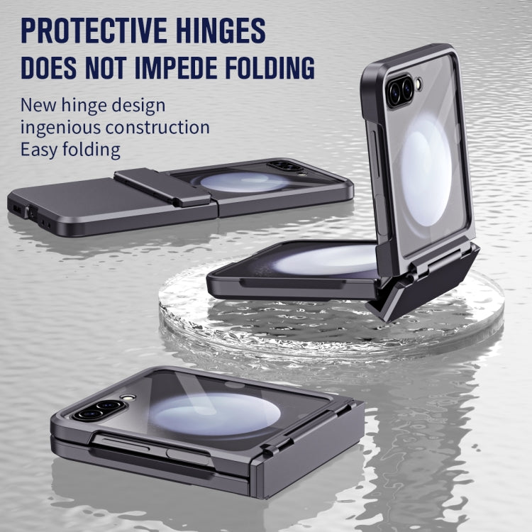 For Samsung Galaxy Z Flip5 5G Diamond Case-film Integral Hinge Shockproof Phone Case(Black) - Galaxy Z Flip5 Cases by buy2fix | Online Shopping UK | buy2fix
