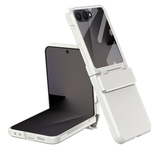 For Galaxy Z Flip8 5G Diamond Case-film Integral Hinge Shockproof Phone Case(White)