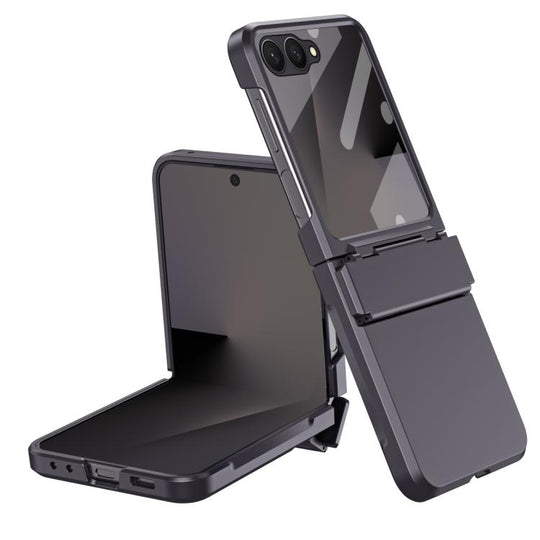 For Galaxy Z Flip8 5G Diamond Case-film Integral Hinge Shockproof Phone Case(Black)