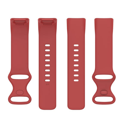 For Fitbit Charge 6 Solid Color Butterfly Buckle Silicone Watch Band, Size:L Size(Red) - Watch Bands by buy2fix | Online Shopping UK | buy2fix