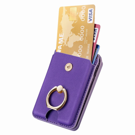 Magsafe Cross Vertical Card Bag Case For iPhone 15 / 14 / 13(Purple) - Adhesive Card Holders by buy2fix | Online Shopping UK | buy2fix