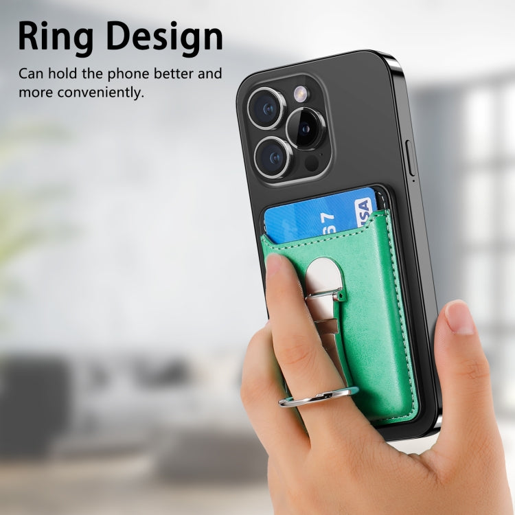 Magsafe Folding Ring Phone Card Bag Case for iPhone 15 / iPhone 14 / iPhone 13(Green) - Adhesive Card Holders by buy2fix | Online Shopping UK | buy2fix