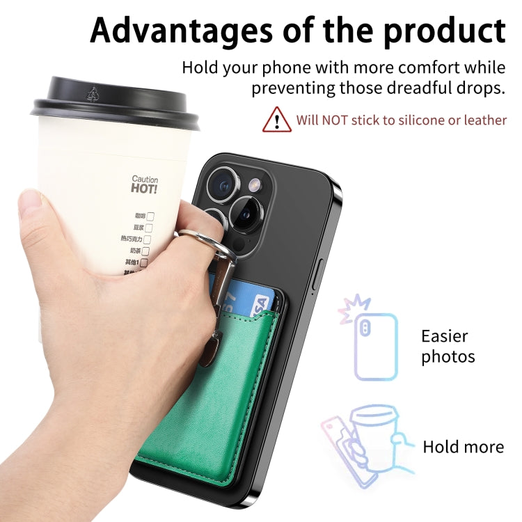 Magsafe Folding Ring Phone Card Bag Case for iPhone 15 / iPhone 14 / iPhone 13(Green) - Adhesive Card Holders by buy2fix | Online Shopping UK | buy2fix