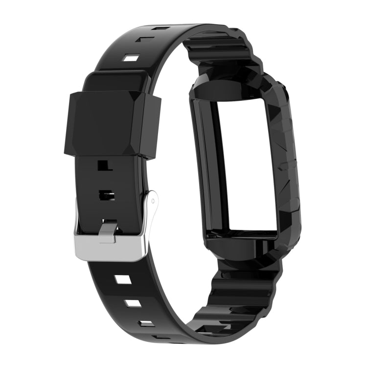 For Fitbit Charge 6 / 5 / 4 / 3 Armor Integrated TPU Watch Band(Black) - Watch Bands by buy2fix | Online Shopping UK | buy2fix