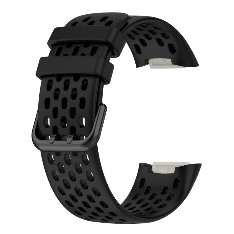 For Fitbit Charge 6 Solid Color Breathable Sports Silicone Watch Band(Black) - Watch Bands by buy2fix | Online Shopping UK | buy2fix