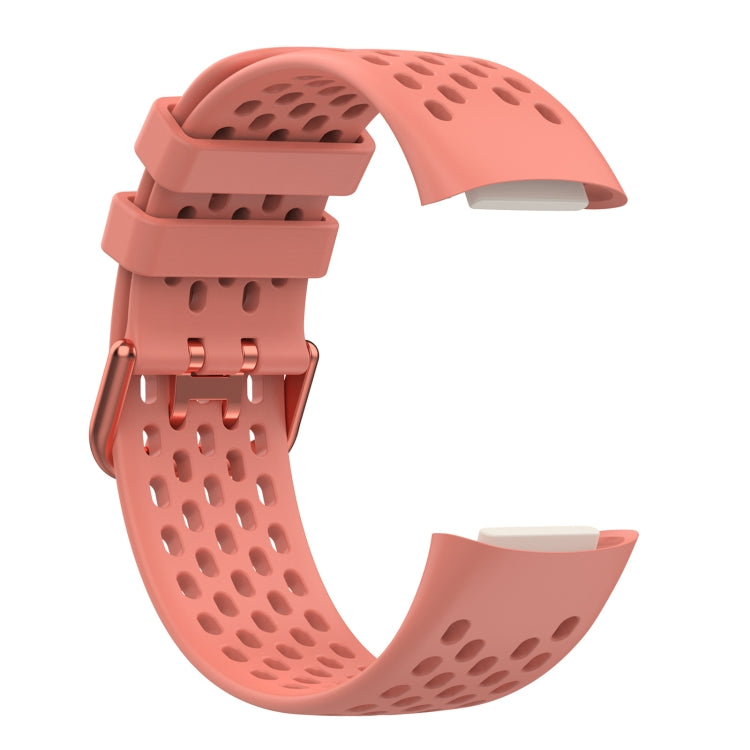 For Fitbit Charge 6 Solid Color Breathable Sports Silicone Watch Band(Pink) - Watch Bands by buy2fix | Online Shopping UK | buy2fix