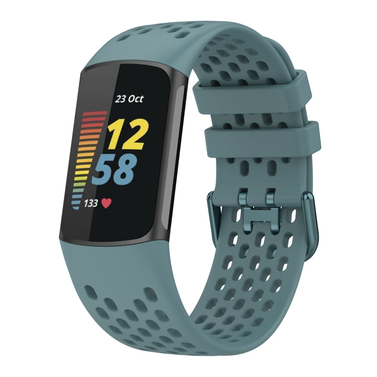 For Fitbit Charge 6 Solid Color Breathable Sports Silicone Watch Band(Blue) - Watch Bands by buy2fix | Online Shopping UK | buy2fix