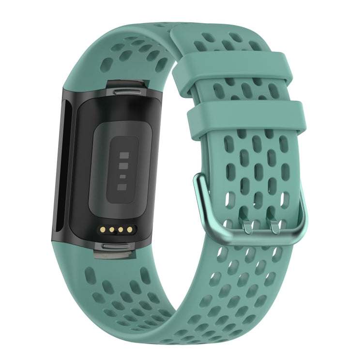 For Fitbit Charge 6 Solid Color Breathable Sports Silicone Watch Band(Pine Green) - Watch Bands by buy2fix | Online Shopping UK | buy2fix