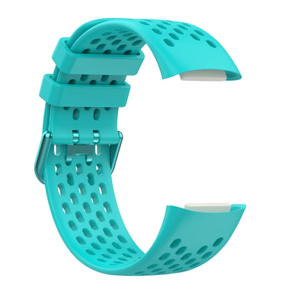 For Fitbit Charge 5 Solid Color Breathable Sports Silicone Watch Band(Teal Green) - Watch Bands by buy2fix | Online Shopping UK | buy2fix