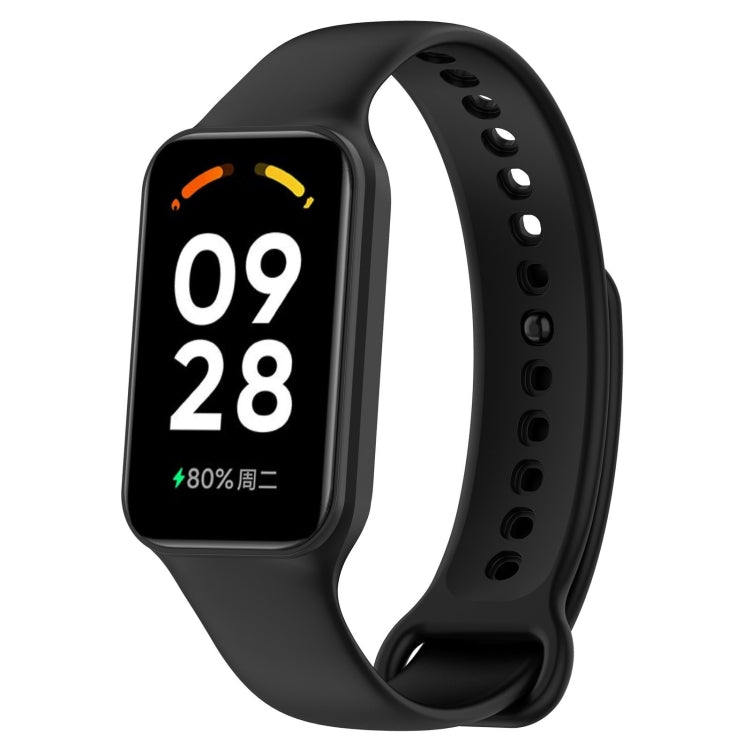 For Xiaomi Mi Band 8 Active Solid Color Integrated Silicone Watch Band(Black) - Watch Bands by buy2fix | Online Shopping UK | buy2fix