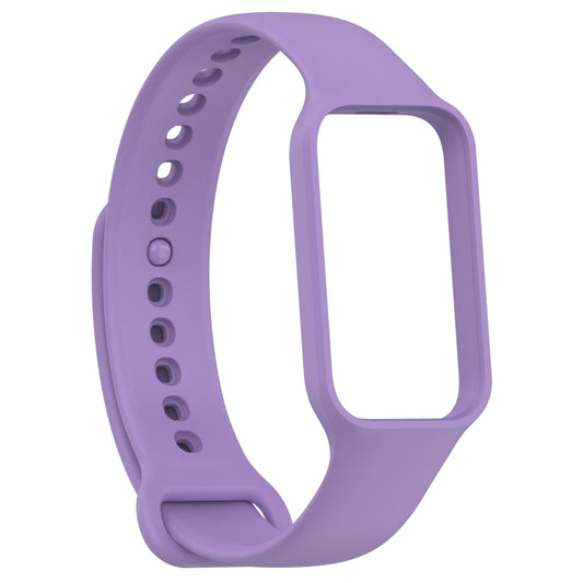 For Xiaomi Mi Band 8 Active Solid Color Integrated Silicone Watch Band(Purple) - Watch Bands by buy2fix | Online Shopping UK | buy2fix