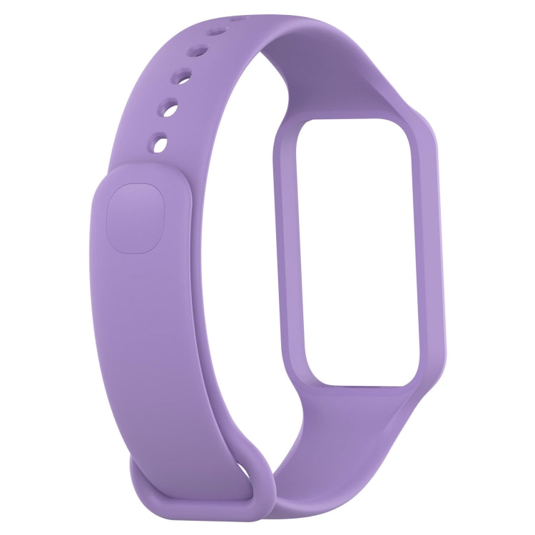 For Xiaomi Mi Band 8 Active Solid Color Integrated Silicone Watch Band(Purple) - Watch Bands by buy2fix | Online Shopping UK | buy2fix