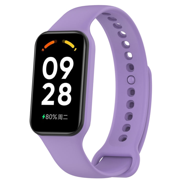 For Xiaomi Mi Band 8 Active Solid Color Integrated Silicone Watch Band(Purple) - Watch Bands by buy2fix | Online Shopping UK | buy2fix