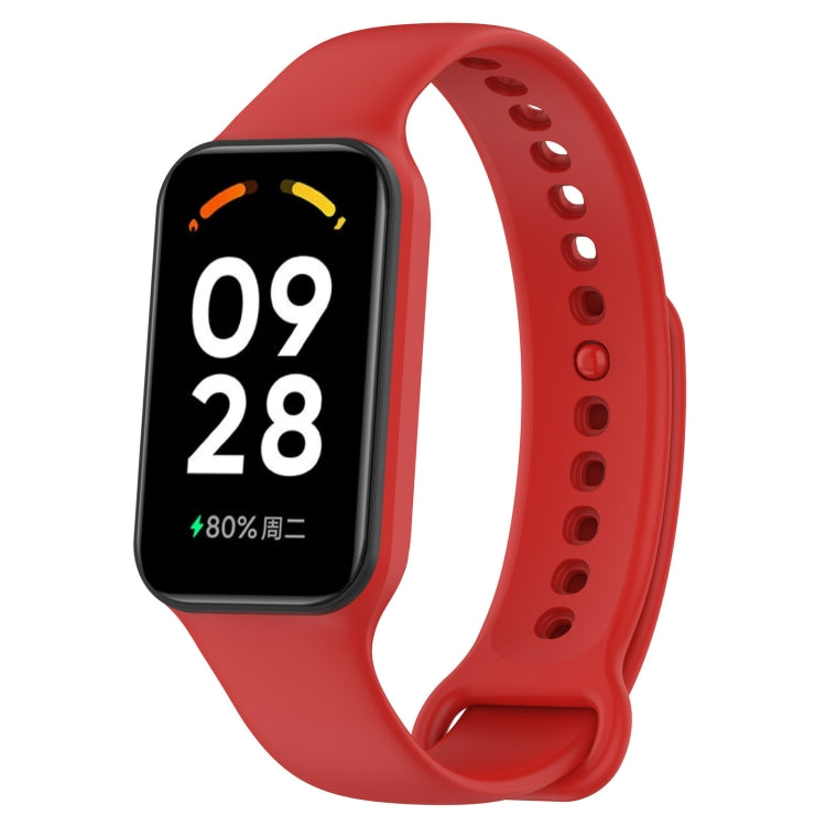 For Xiaomi Mi Band 8 Active Solid Color Integrated Silicone Watch Band(Red) - Watch Bands by buy2fix | Online Shopping UK | buy2fix