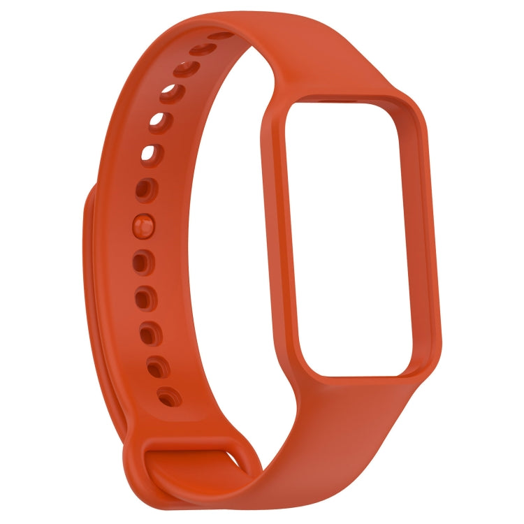 For Xiaomi Mi Band 8 Active Solid Color Integrated Silicone Watch Band(Orange) - Watch Bands by buy2fix | Online Shopping UK | buy2fix