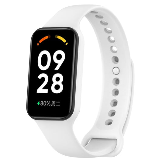 For Xiaomi Mi Band 8 Active Solid Color Integrated Silicone Watch Band(White) - Watch Bands by buy2fix | Online Shopping UK | buy2fix