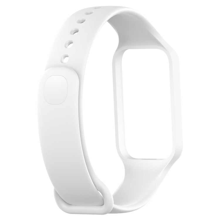 For Xiaomi Mi Band 8 Active Solid Color Integrated Silicone Watch Band(White) - Watch Bands by buy2fix | Online Shopping UK | buy2fix
