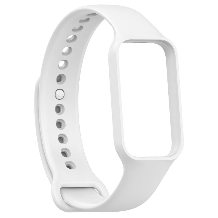For Xiaomi Mi Band 8 Active Solid Color Integrated Silicone Watch Band(White) - Watch Bands by buy2fix | Online Shopping UK | buy2fix