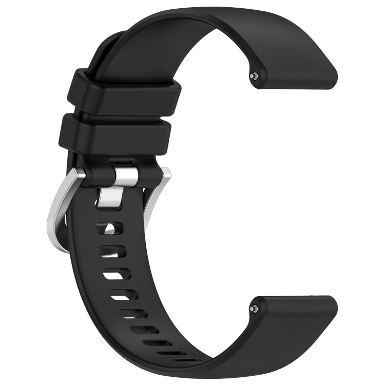 For Garmin Vivoactive 5 Liquid Glossy Silver Buckle Silicone Watch Band(Black) - Watch Bands by buy2fix | Online Shopping UK | buy2fix