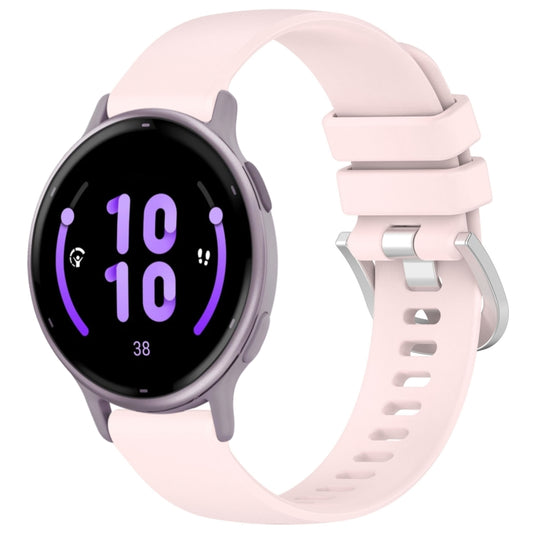For Garmin Vivoactive 5 Liquid Glossy Silver Buckle Silicone Watch Band(Pink) - Watch Bands by buy2fix | Online Shopping UK | buy2fix