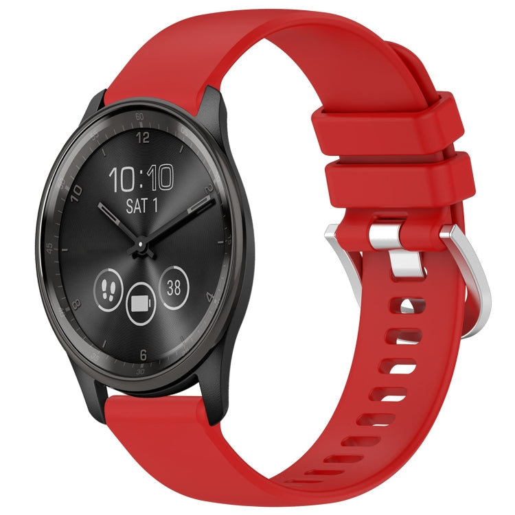 For Garmin VivoMove Trend Liquid Glossy Silver Buckle Silicone Watch Band(Red) - Watch Bands by buy2fix | Online Shopping UK | buy2fix