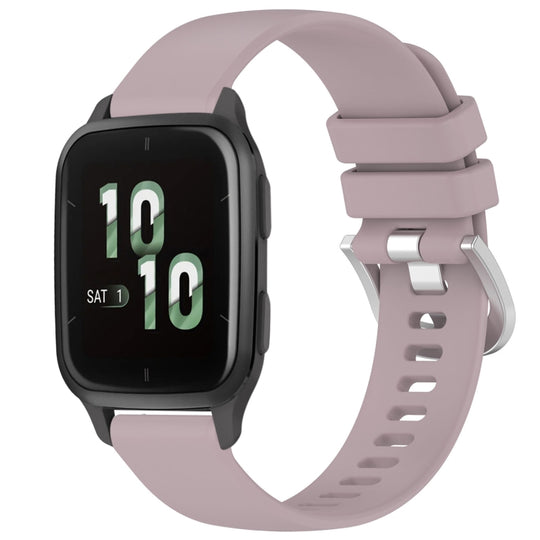 For Garmin Venu SQ2 Liquid Glossy Silver Buckle Silicone Watch Band(Purple)