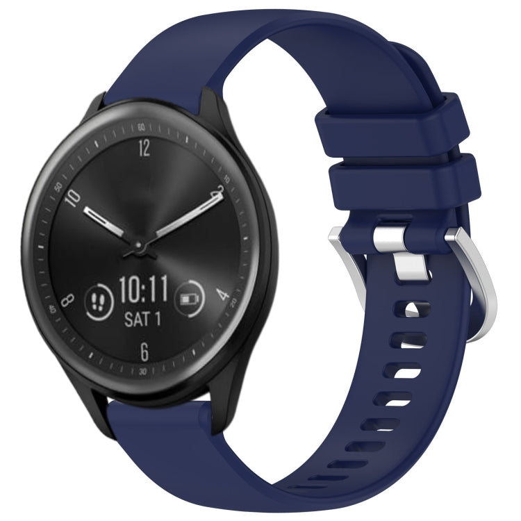 For Garmin Vivomove Sport Liquid Glossy Silver Buckle Silicone Watch Band(Dark Blue) - Watch Bands by buy2fix | Online Shopping UK | buy2fix