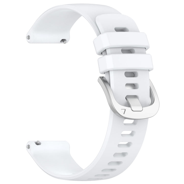 For Garmin Vivomove Sport Liquid Glossy Silver Buckle Silicone Watch Band(White) - Watch Bands by buy2fix | Online Shopping UK | buy2fix