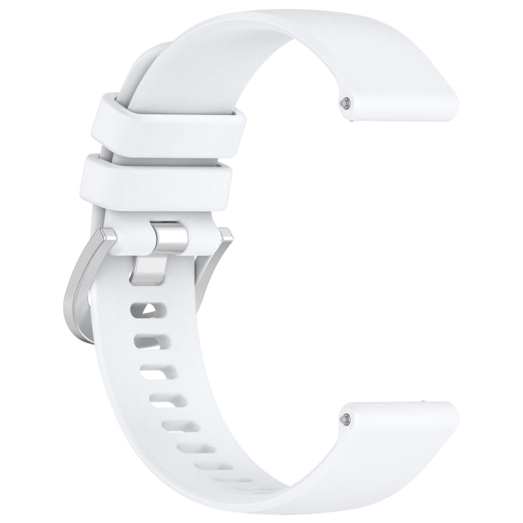 For Garmin Venu 2 Plus Liquid Glossy Silver Buckle Silicone Watch Band(White) - Watch Bands by buy2fix | Online Shopping UK | buy2fix
