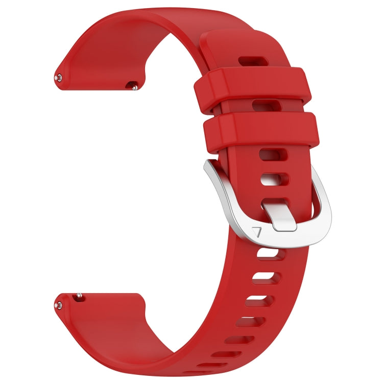 For Garmin Forerunner 158 / 55 Liquid Glossy Silver Buckle Silicone Watch Band(Red) - Watch Bands by buy2fix | Online Shopping UK | buy2fix