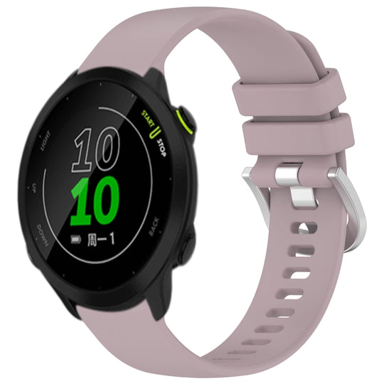 For Garmin Forerunner 158 / 55 Liquid Glossy Silver Buckle Silicone Watch Band(Purple)