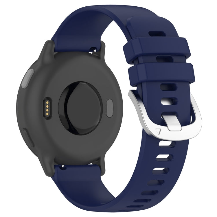 For Garmin Forerunner 158 / 55 Liquid Glossy Silver Buckle Silicone Watch Band(Dark Blue) - Watch Bands by buy2fix | Online Shopping UK | buy2fix