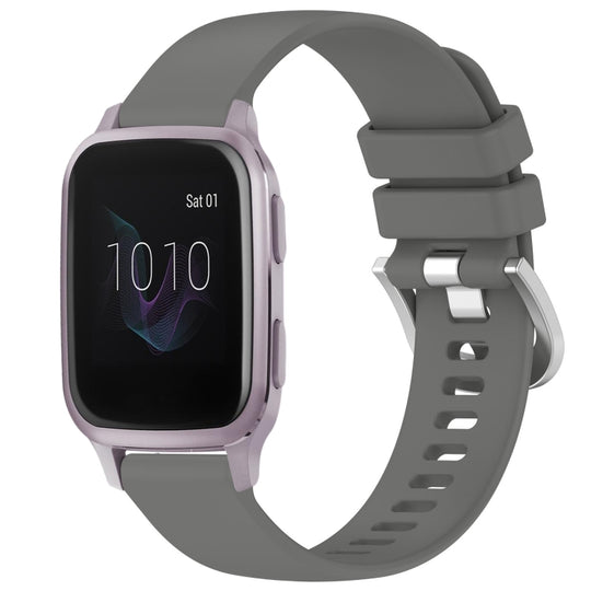 For Garmin Venu / Venu SQ Liquid Glossy Silver Buckle Silicone Watch Band(Gray)