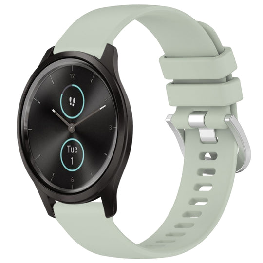 For Garmin VivoMove Style / Vivomove Liquid Glossy Silver Buckle Silicone Watch Band(Green)