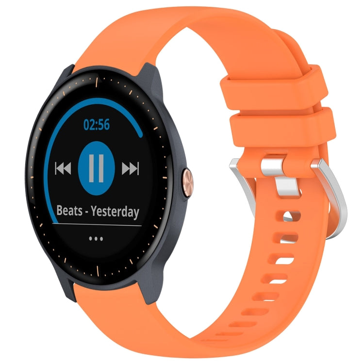 For Garmin Vivoactive3 / 3 Music Liquid Glossy Silver Buckle Silicone Watch Band(Orange) - Watch Bands by buy2fix | Online Shopping UK | buy2fix