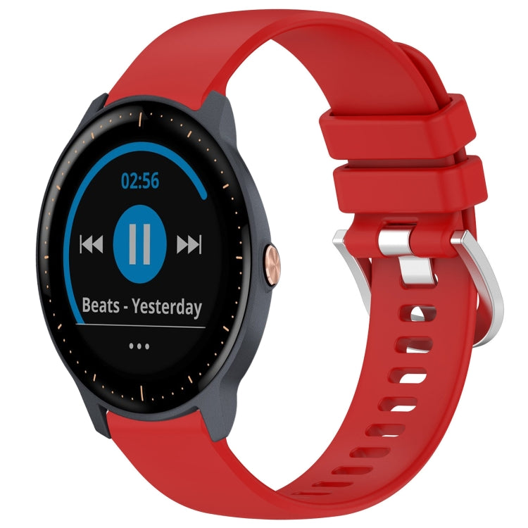 For Garmin Vivoactive3 / 3 Music Liquid Glossy Silver Buckle Silicone Watch Band(Red) - Watch Bands by buy2fix | Online Shopping UK | buy2fix