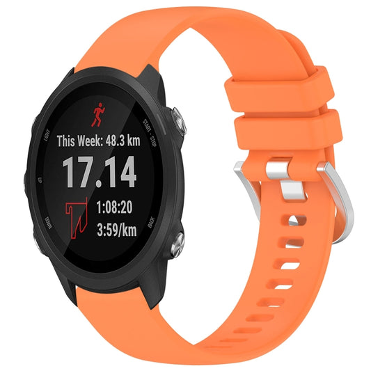 For Garmin Forerunner245 / 245 Music Liquid Glossy Silver Buckle Silicone Watch Band(Orange) - Watch Bands by buy2fix | Online Shopping UK | buy2fix