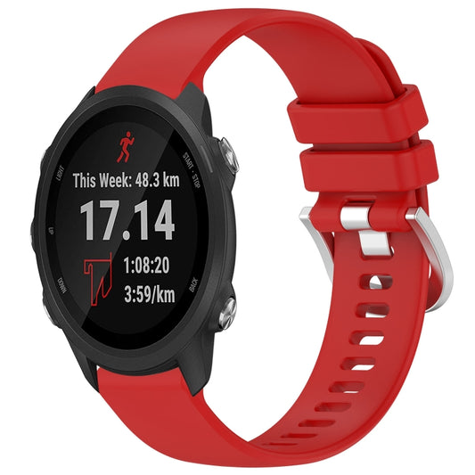 For Garmin Forerunner245 / 245 Music Liquid Glossy Silver Buckle Silicone Watch Band(Red) - Watch Bands by buy2fix | Online Shopping UK | buy2fix