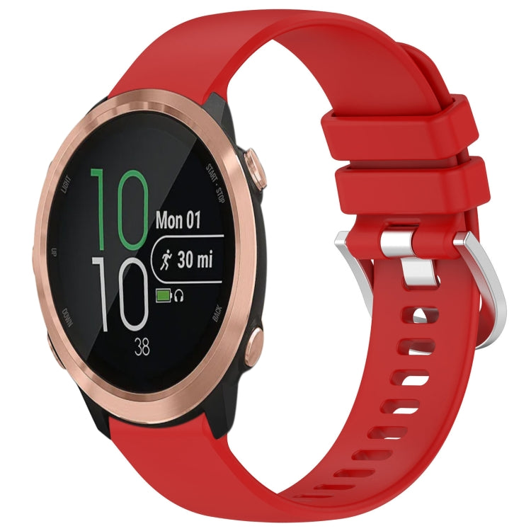 For Garmin Forerunner 645 / 645 Music Liquid Glossy Silver Buckle Silicone Watch Band(Red) by buy2fix