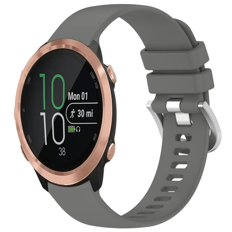 For Garmin Forerunner 645 / 645 Music Liquid Glossy Silver Buckle Silicone Watch Band(Gray) by buy2fix