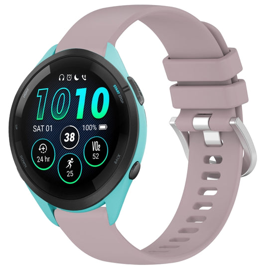 For Garmin Forerunner 265S Liquid Glossy Silver Buckle Silicone Watch Band(Purple)