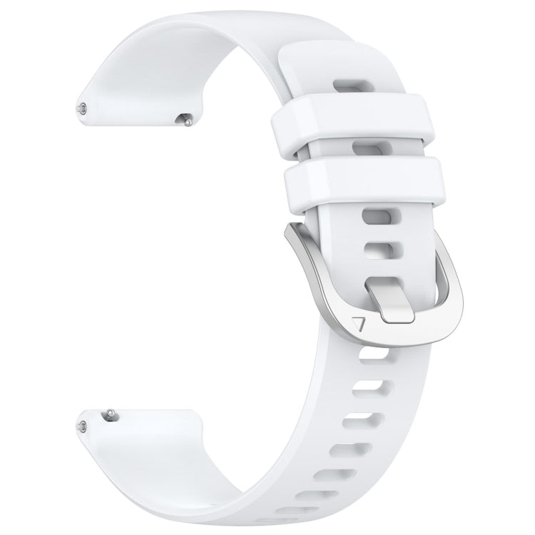 For Garmin Forerunner 265S Liquid Glossy Silver Buckle Silicone Watch Band(White) - Watch Bands by buy2fix | Online Shopping UK | buy2fix