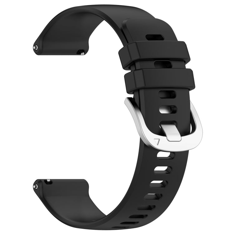 For Garmin Forerunner 255S Music / 255S Liquid Glossy Silver Buckle Silicone Watch Band(Black) by buy2fix