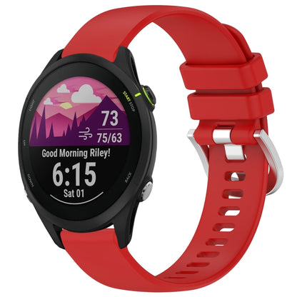 For Garmin Forerunner 255S Music / 255S Liquid Glossy Silver Buckle Silicone Watch Band(Red) - Watch Bands by buy2fix | Online Shopping UK | buy2fix