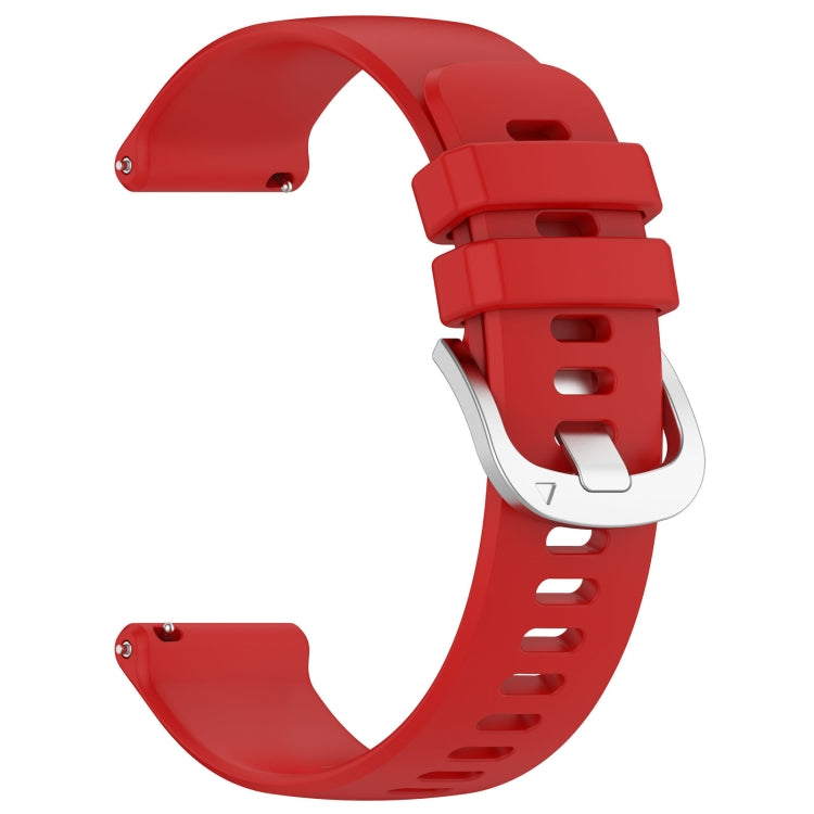 For Garmin Forerunner 255S Music / 255S Liquid Glossy Silver Buckle Silicone Watch Band(Red) - Watch Bands by buy2fix | Online Shopping UK | buy2fix