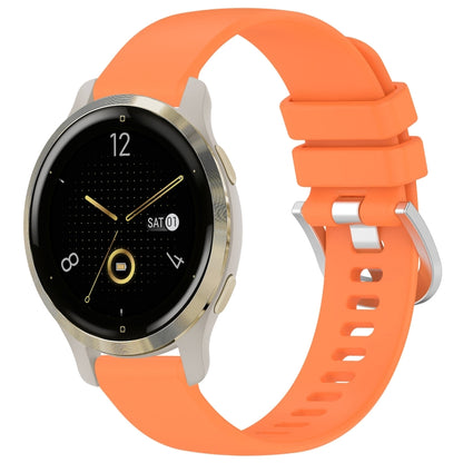 For Garmin Venu 2S Liquid Glossy Silver Buckle Silicone Watch Band(Orange) - Watch Bands by buy2fix | Online Shopping UK | buy2fix