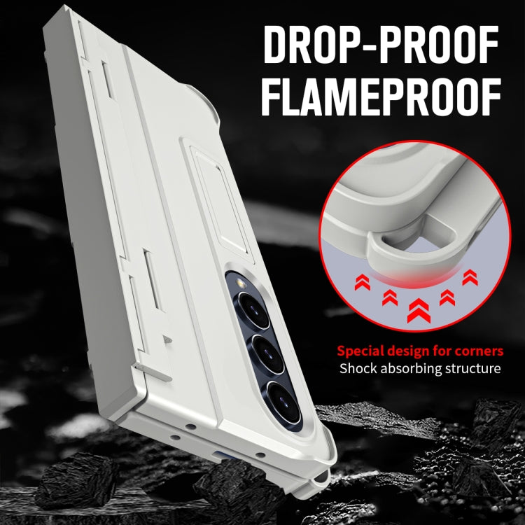 For Samsung Galaxy Z Fold4 Diamond Case-film Integral Hinge Shockproof Phone Case with Pen(White) - Galaxy Z Fold4 5G Cases by buy2fix | Online Shopping UK | buy2fix