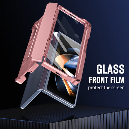 For Samsung Galaxy Z Fold4 Diamond Case-film Integral Hinge Shockproof Phone Case with Pen(Pink) - Galaxy Z Fold4 5G Cases by buy2fix | Online Shopping UK | buy2fix