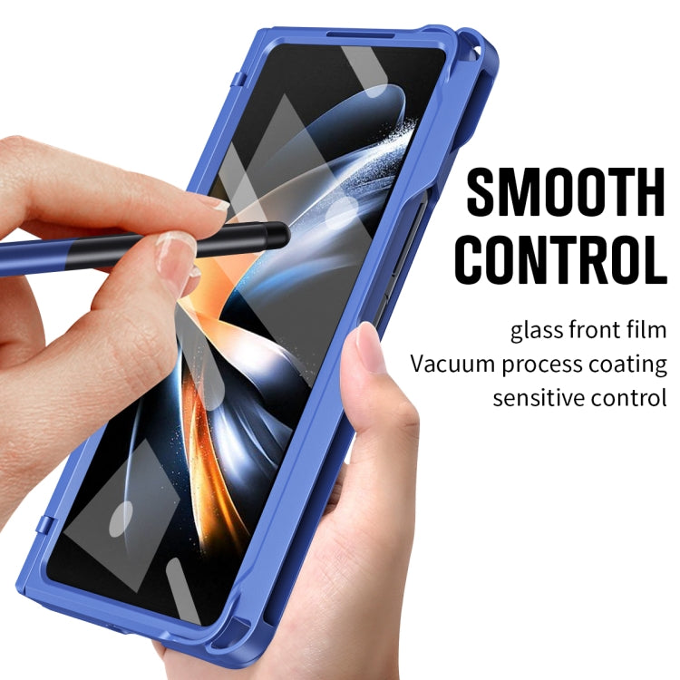 For Samsung Galaxy Z Fold4 Diamond Case-film Integral Hinge Shockproof Phone Case with Pen(Blue) - Galaxy Z Fold4 5G Cases by buy2fix | Online Shopping UK | buy2fix
