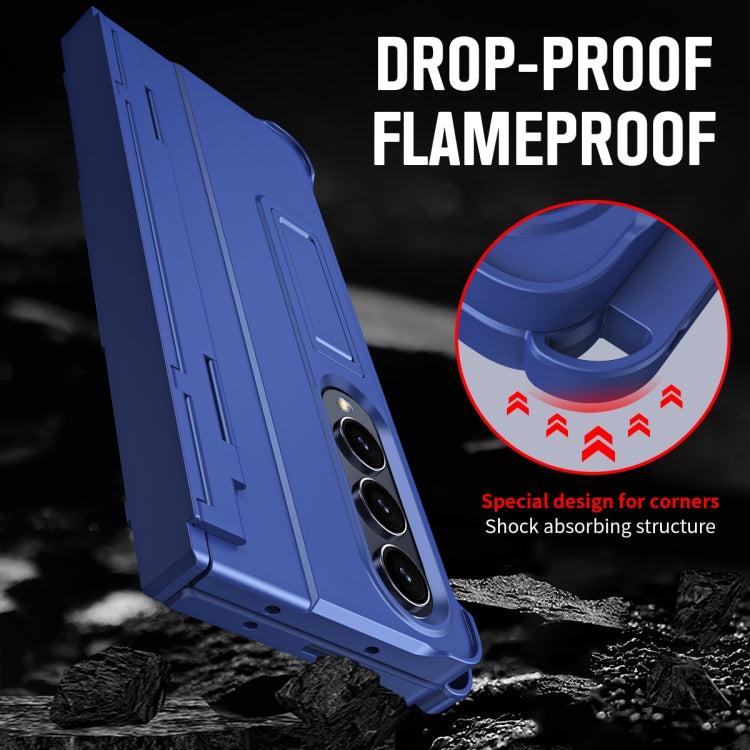For Samsung Galaxy Z Fold4 Diamond Case-film Integral Hinge Shockproof Phone Case with Pen(Blue) - Galaxy Z Fold4 5G Cases by buy2fix | Online Shopping UK | buy2fix